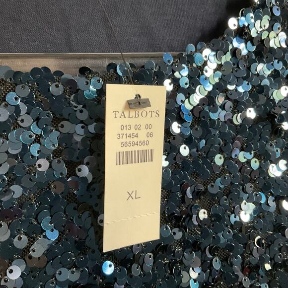 Talbots Blue Sequin Front Holiday Party Tank Top - Size XL - NEW - Picture 4 of 6